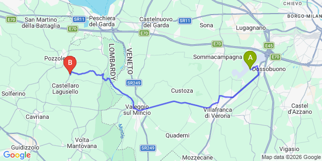 Map: Verona Villafranca Airport (VRN) to Moscatello