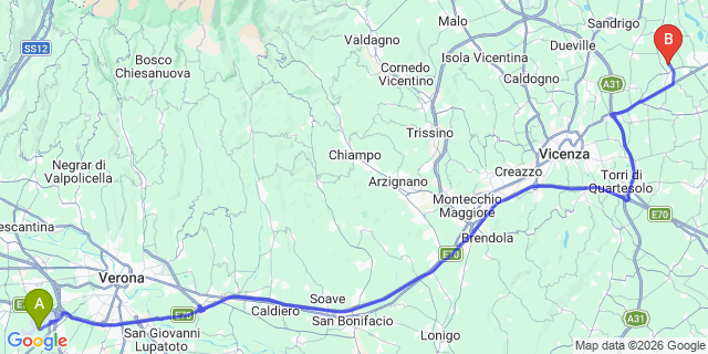 Map: Verona Villafranca Airport (VRN) to Ortisei