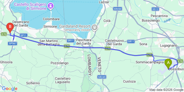 Map: Verona Villafranca Airport (VRN) to Salo