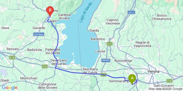 Map: Verona Villafranca Airport (VRN) to Santa Caterina Valfurva