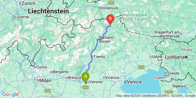 Map: Verona Villafranca Airport (VRN) to Terento
