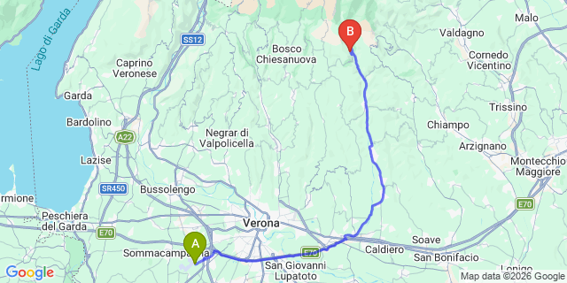 Map: Verona Villafranca Airport (VRN) to Trento