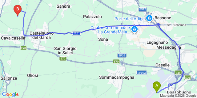 Map: Verona Villafranca Airport (VRN) to Valeggio sul Mincio