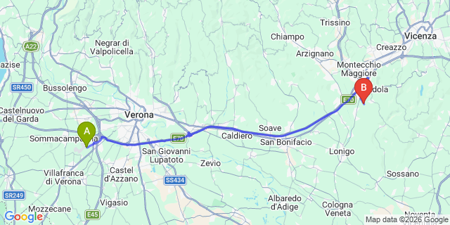 Map: Verona Villafranca Airport (VRN) to Vipiteno