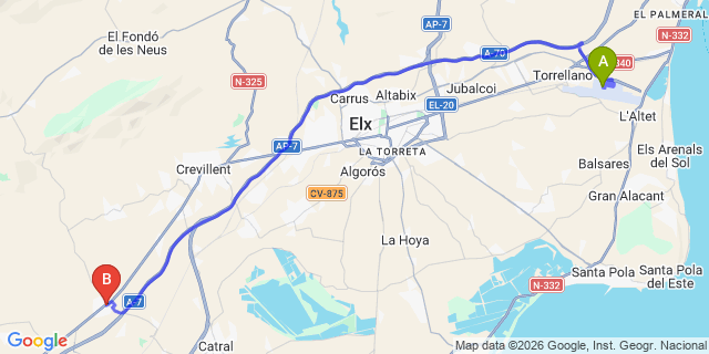 Map: Alicante Airport (ALC) to Albatera