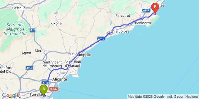 Map: Alicante Airport (ALC) to Albir