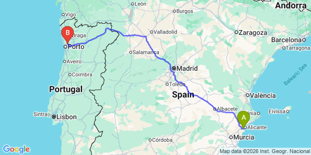 Map: Alicante Airport (ALC) to Alfena