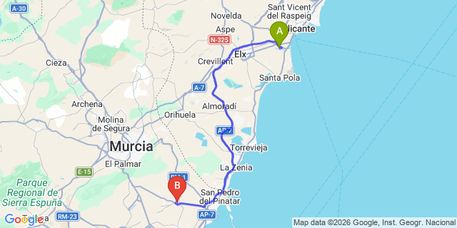 Map: Alicante Airport (ALC) to Balsicas