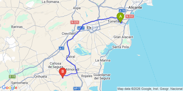 Map: Alicante Airport (ALC) to Benejuzar
