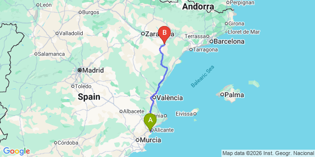Map: Alicante Airport (ALC) to Benicassim
