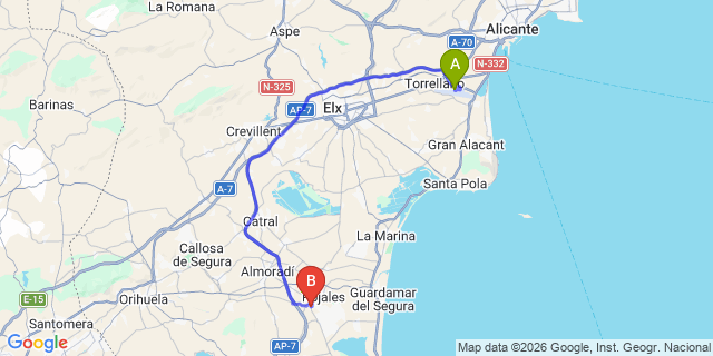 Map: Alicante Airport (ALC) to Benijofar