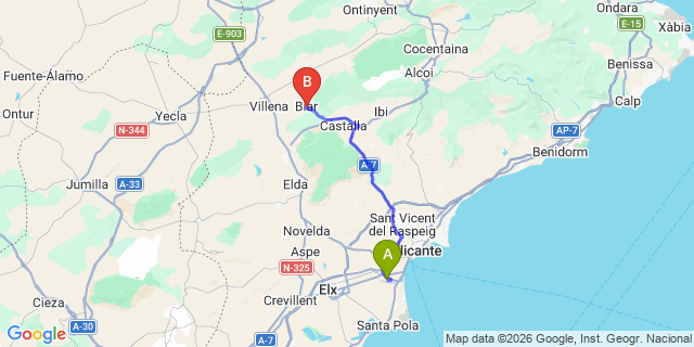 Map: Alicante Airport (ALC) to Biar