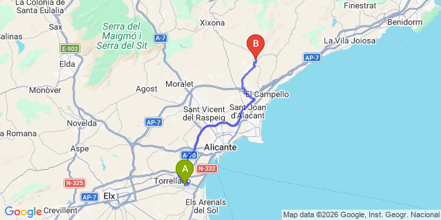 Map: Alicante Airport (ALC) to Busot
