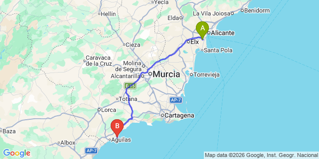 Map: Alicante Airport (ALC) to Calabardina