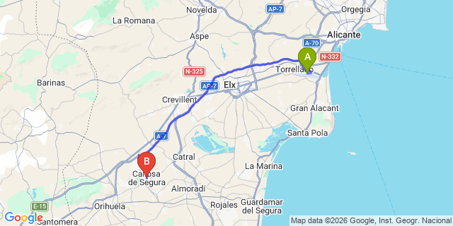 Map: Alicante Airport (ALC) to Callosa de Segura