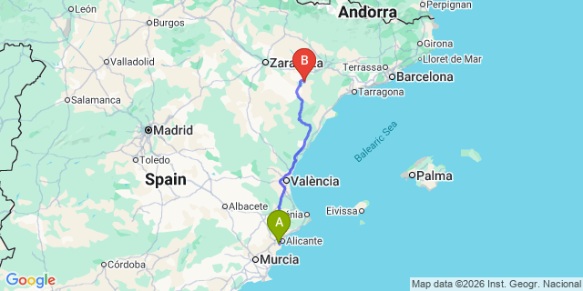 Map: Alicante Airport (ALC) to Calpe