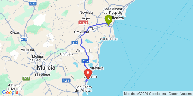 Map: Alicante Airport (ALC) to Campoamor