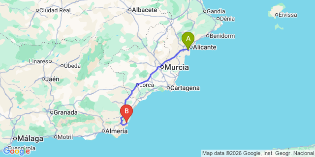 Map: Alicante Airport (ALC) to Carboneras
