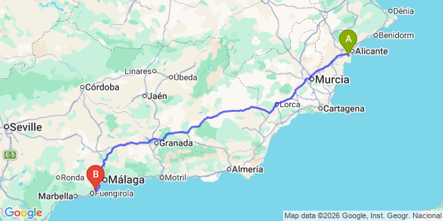 Map: Alicante Airport (ALC) to Doña Pepa (Urb)