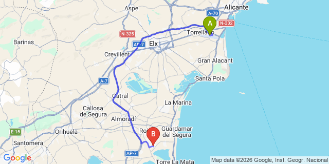 Map: Alicante Airport (ALC) to Dona Pepa Urbanizacion