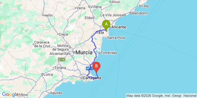 Map: Alicante Airport (ALC) to El Galan (Housing Development)