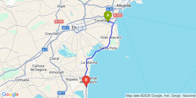 Map: Alicante Airport (ALC) to El Moncayo