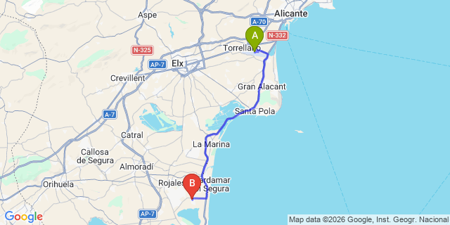 Map: Alicante Airport (ALC) to El Raso