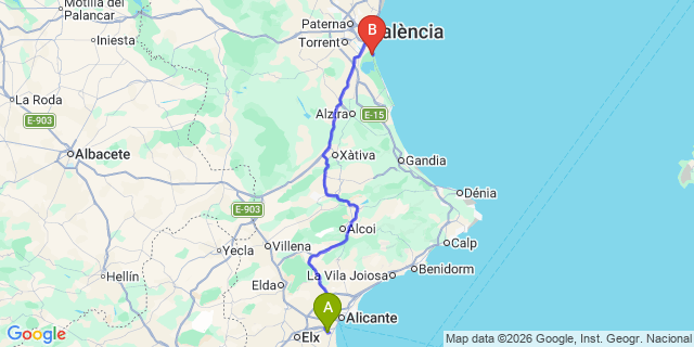 Map: Alicante Airport (ALC) to El Saler