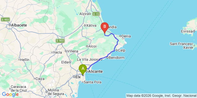 Map: Alicante Airport (ALC) to Forna