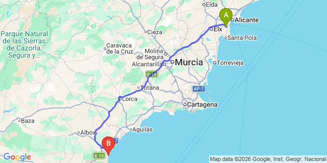 Map: Alicante Airport (ALC) to Garrucha