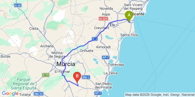 Map: Alicante Airport (ALC) to Gea y Truyols