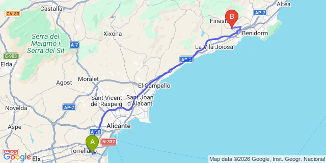 Map: Alicante Airport (ALC) to Golf Bahia
