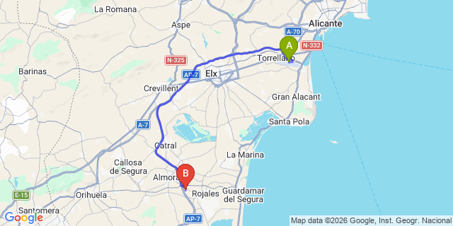 Map: Alicante Airport (ALC) to Heredades