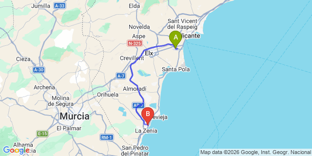 Map: Alicante Airport (ALC) to La Cinuelica