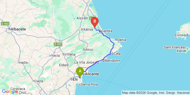 Map: Alicante Airport (ALC) to La Drova (urb.)