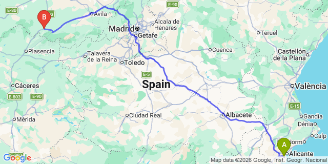 Map: Alicante Airport (ALC) to La Hoya (Pedanía)