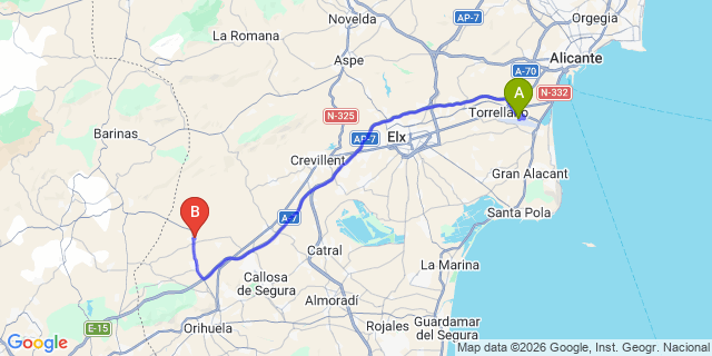 Map: Alicante Airport (ALC) to La Murada