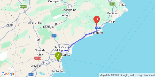Map: Alicante Airport (ALC) to La Nucia