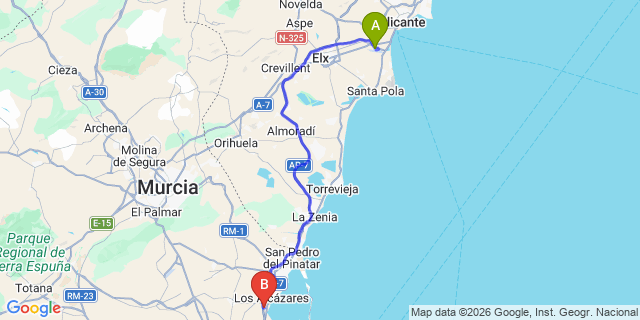Map: Alicante Airport (ALC) to La Serena Golf Resort