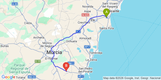 Map: Alicante Airport (ALC) to La Torre Golf Resort