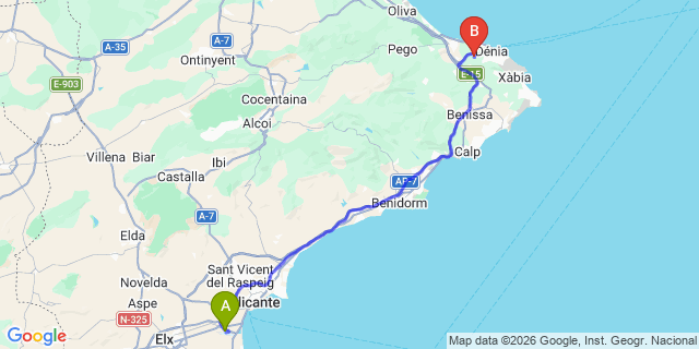Map: Alicante Airport (ALC) to La Xara