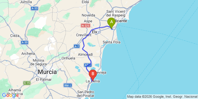 Map: Alicante Airport (ALC) to La Zenia