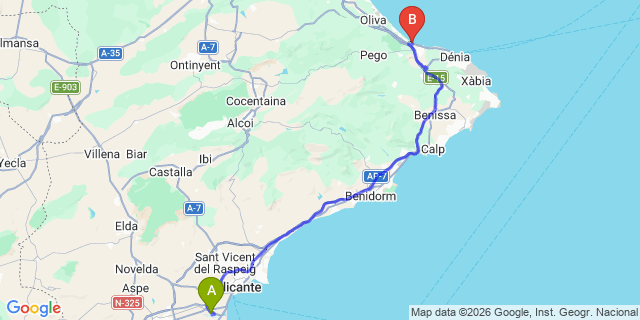 Map: Alicante Airport (ALC) to Les Deveses