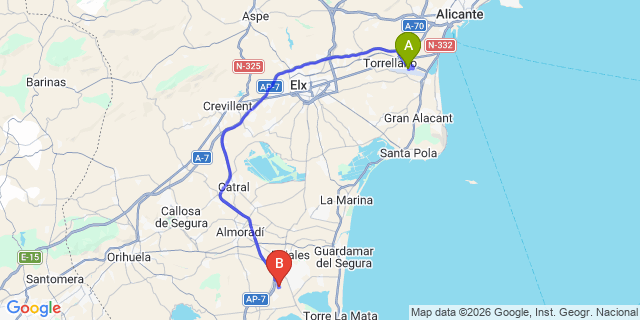 Map: Alicante Airport (ALC) to Lo Crispín