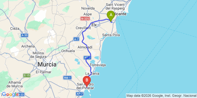 Map: Alicante Airport (ALC) to Lo Pagan