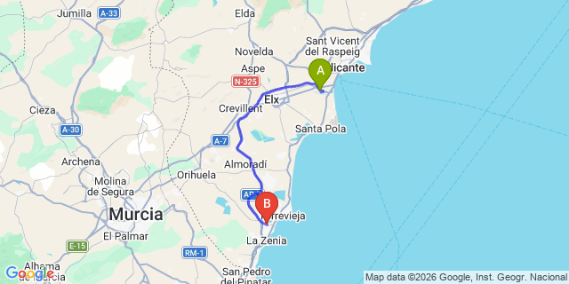 Map: Alicante Airport (ALC) to Los Balcones (Housing Development)