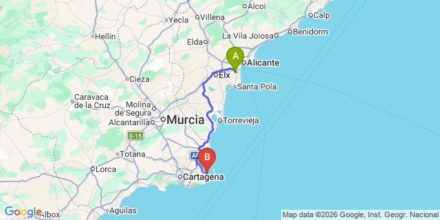 Map: Alicante Airport (ALC) to Los Nietos