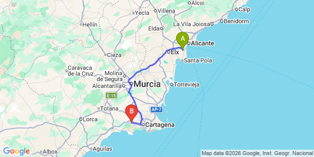 Map: Alicante Airport (ALC) to Los Puertos