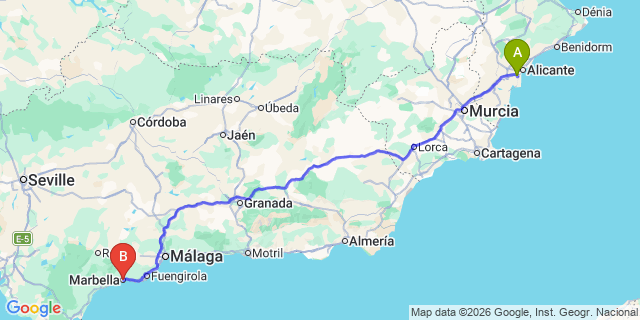 Map: Alicante Airport (ALC) to Marbella city