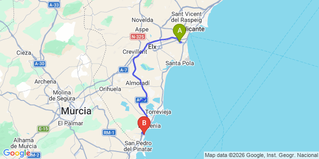 Map: Alicante Airport (ALC) to Mil Palmeras